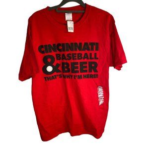 Port and Company Cotton Cincinnati Baseball beer Tee Shirt M